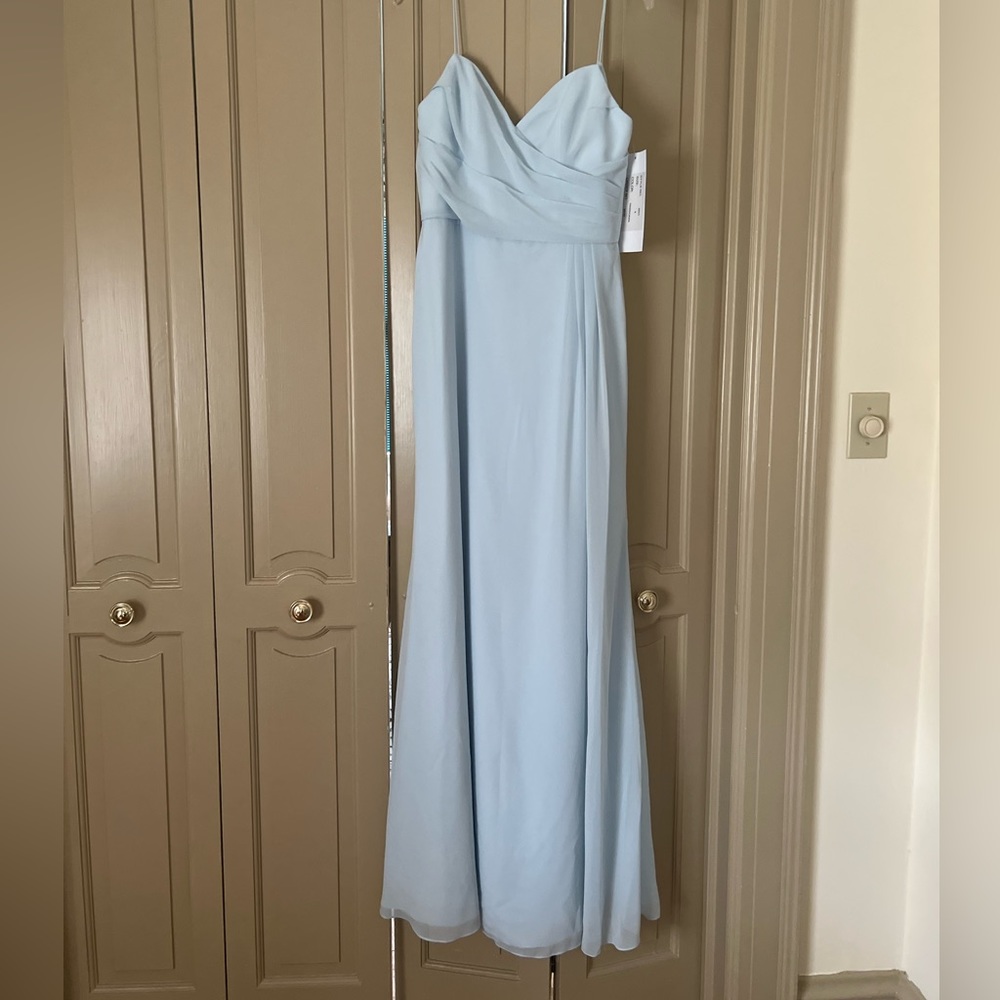 Hayley Paige Bridesmaids Dress in Oasis Blue, Size 8, Style 5603